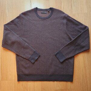 Joseph Abboud Merino Wool Sweater Mens XLarge Brown Orange Knit Crew Pullover
